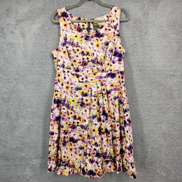 Lord & Taylor Women's 14 Floral Print Sleeveless Knee Length Fit & Flare Dress - Picture 1 of 11